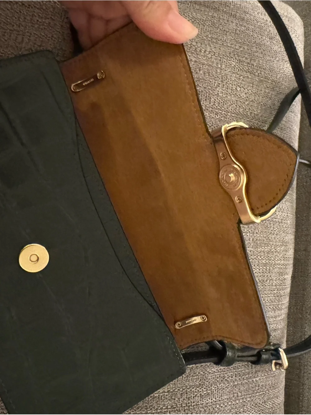 Coach Green Croc-Embossed Leather Crossbody with Gold Hardware